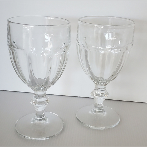 Set of 2 Libbey Gibraltar DURATUFF Crystal Clear iced Tea Clear Wine Glass VTG - Picture 1 of 7